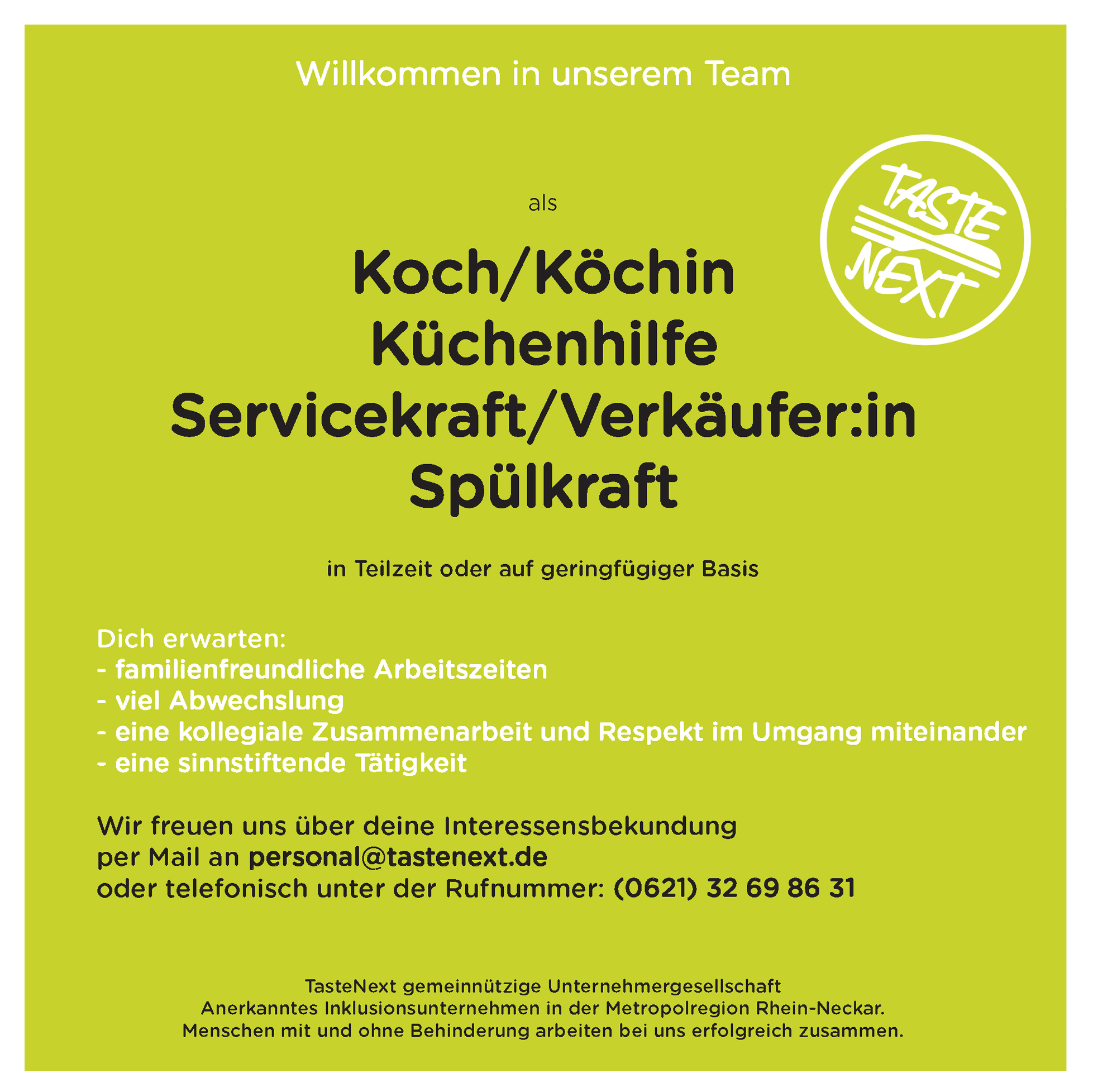 Stellenanzeige TasteNext
